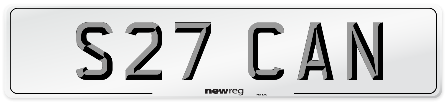 S27 CAN Number Plate from New Reg